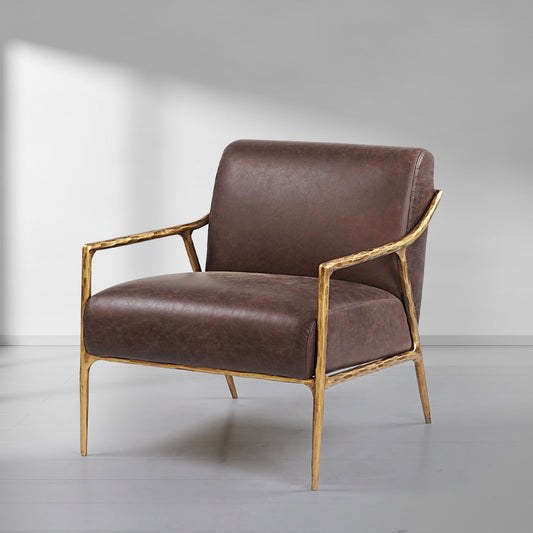 Thaddeus Brown Leather Accent Chair - thebelacan