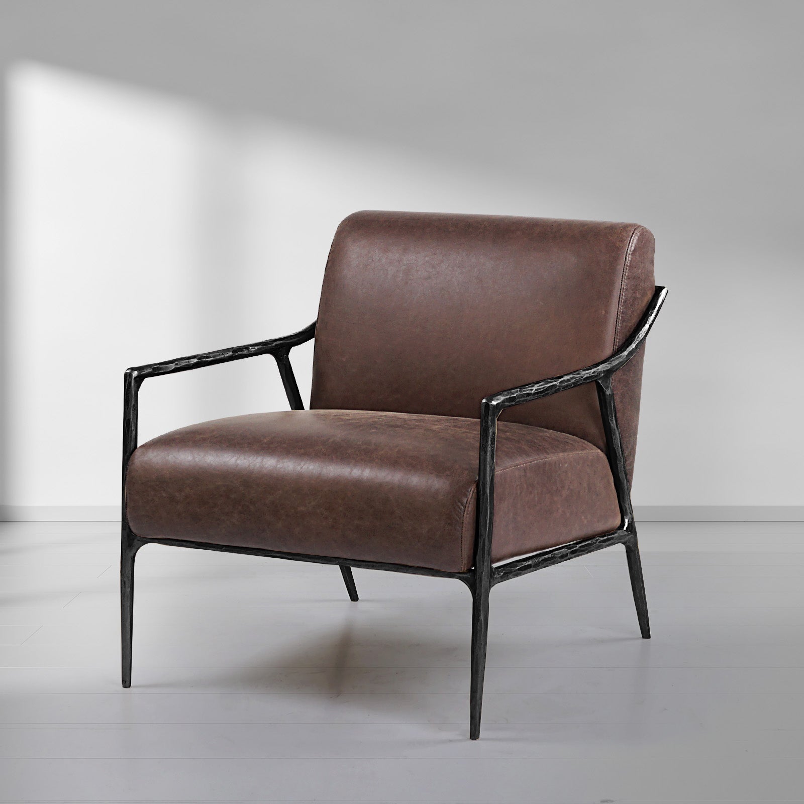 Thaddeus Brown Leather Accent Chair - thebelacan