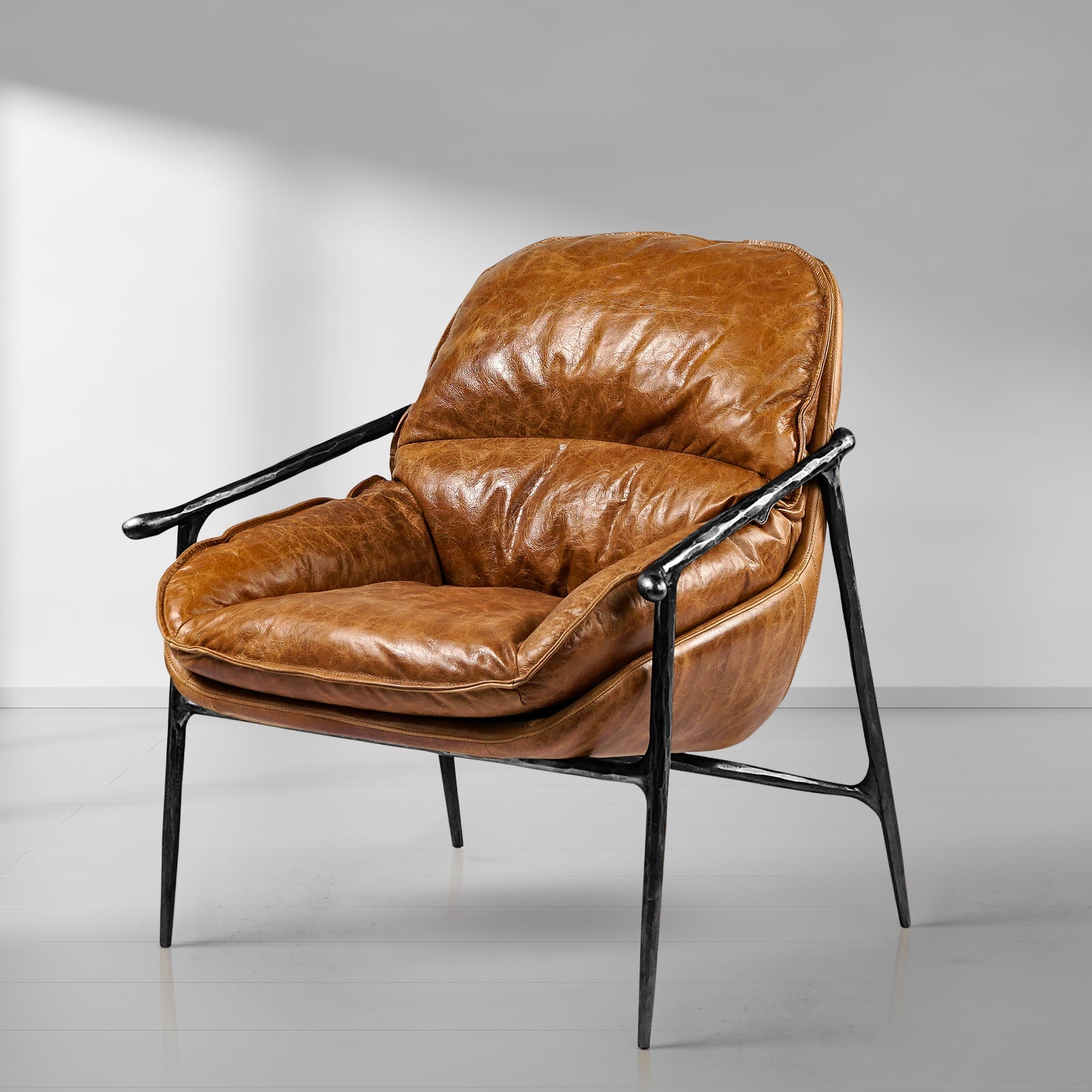 Thaddeus Brown Leather Accent Chairs - thebelacan