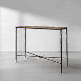 Thaddeus Metal Frame Elm Wood Console Table 47"W - thebelacan