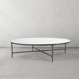 Thaddeus Marble Round Coffee Table 55"D - thebelacan