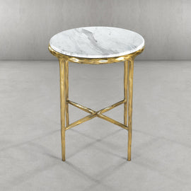 Thaddeus Marble Round Side Table 18"D - thebelacan