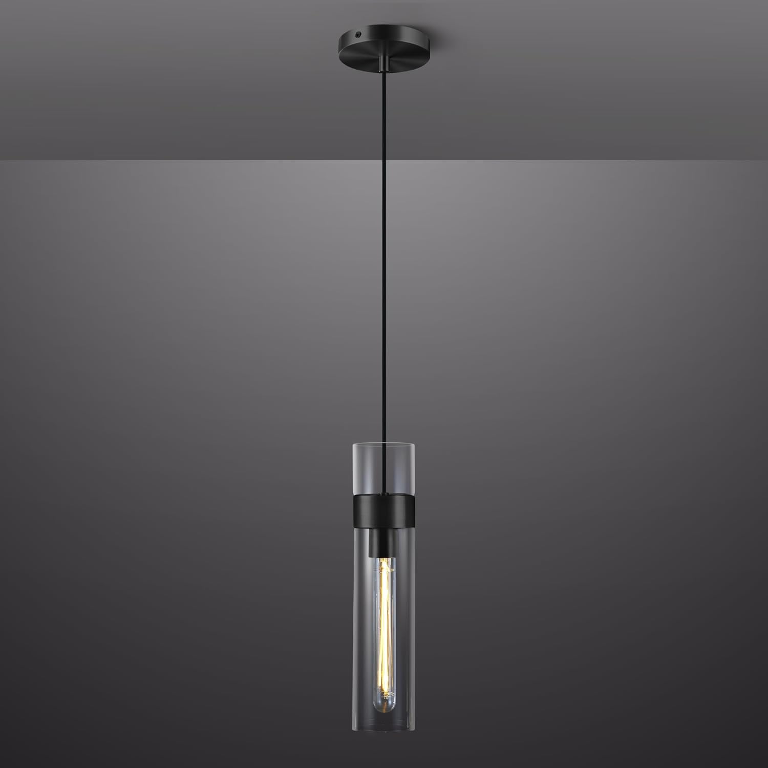 Modern Glass Tube Brass Pendant Lights 1 Light/7 Lights - thebelacan