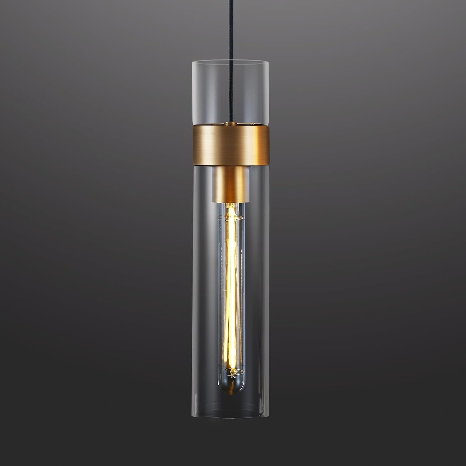 Modern Glass Tube Brass Pendant Lights 1 Light/7 Lights - thebelacan