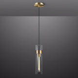 Modern Glass Tube Brass Pendant Lights 1 Light/7 Lights - thebelacan