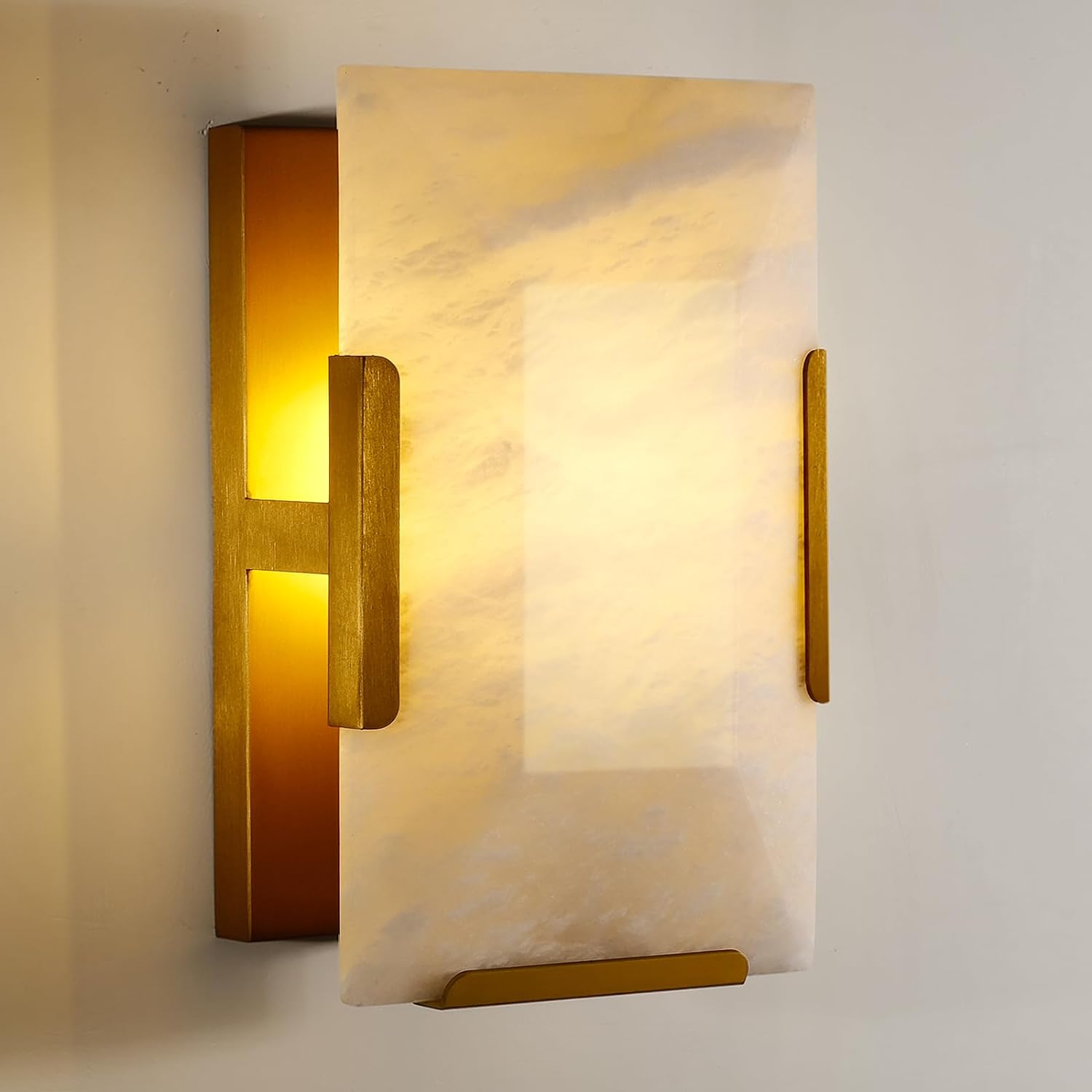 Modern Square Alabaster Slice Wall Sconce 9.8"H - thebelacan