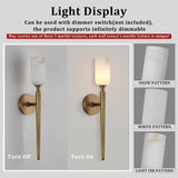 Modern Alabaster Brass/Black Strip Wall Sconce 21.6"H - thebelacan