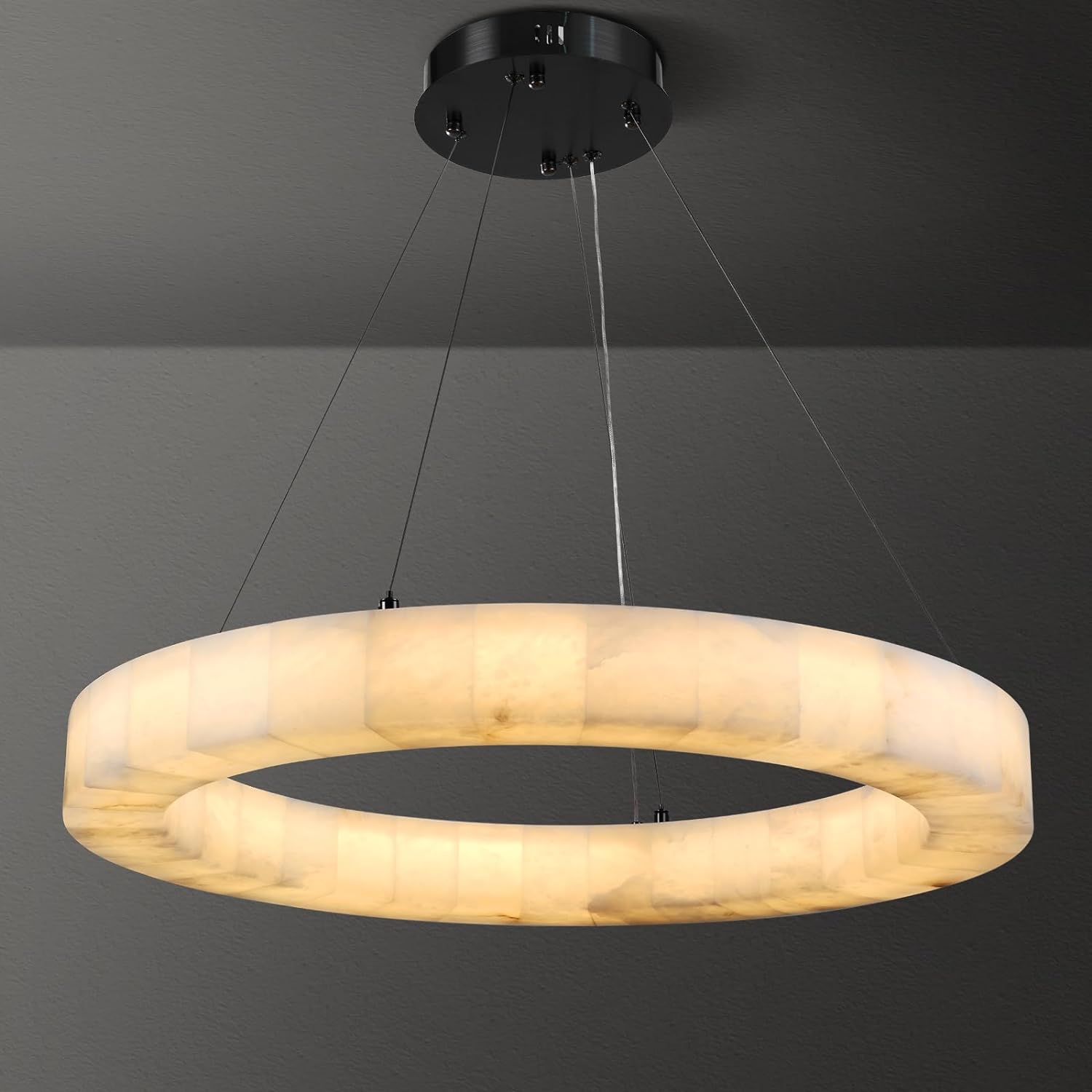 Modern Alabaster Ring Chandelier 30" - thebelacan