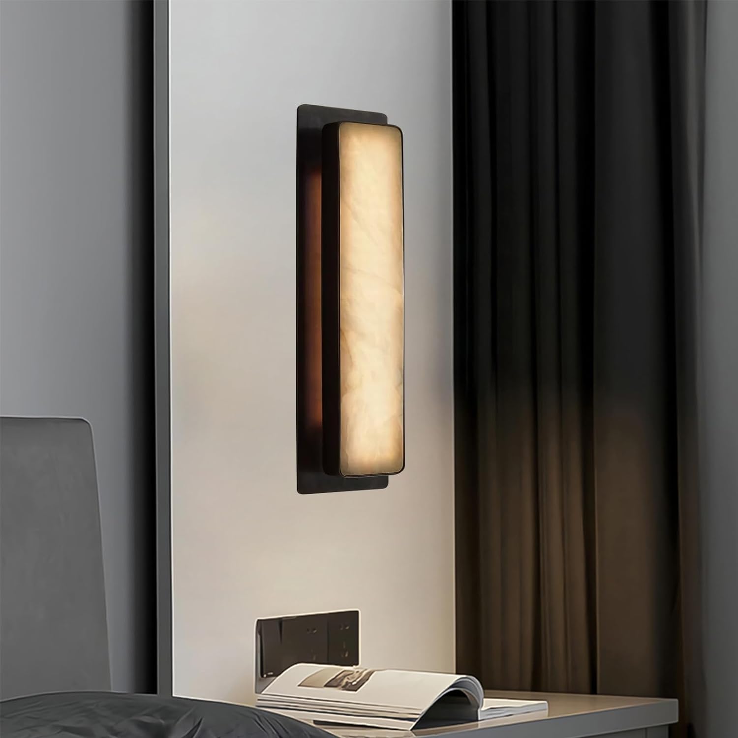 Modern Retangular Alabaster Wall Sconce for 20''H - thebelacan