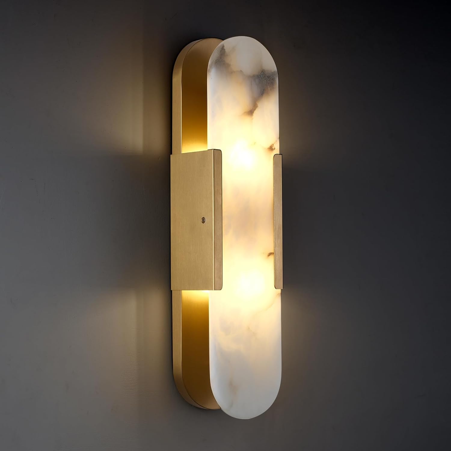 Modern Oval Shaped Alabaster Wall Sconces 13.8" 19.7"H - thebelacan