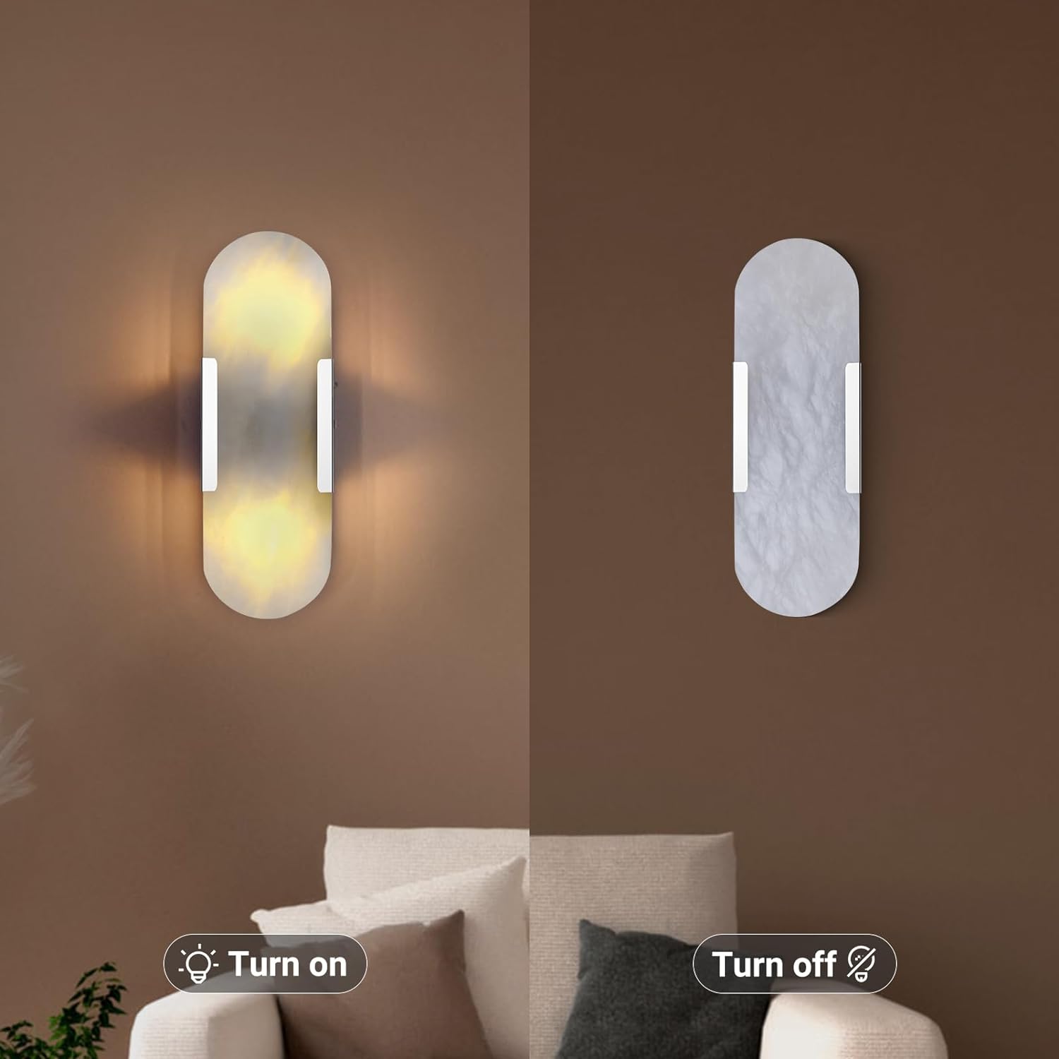 Modern Oval Shaped Alabaster Wall Sconces 13.8" 19.7"H