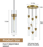 Modern Glass Tube Brass Pendant Lights 1 Light/7 Lights - thebelacan