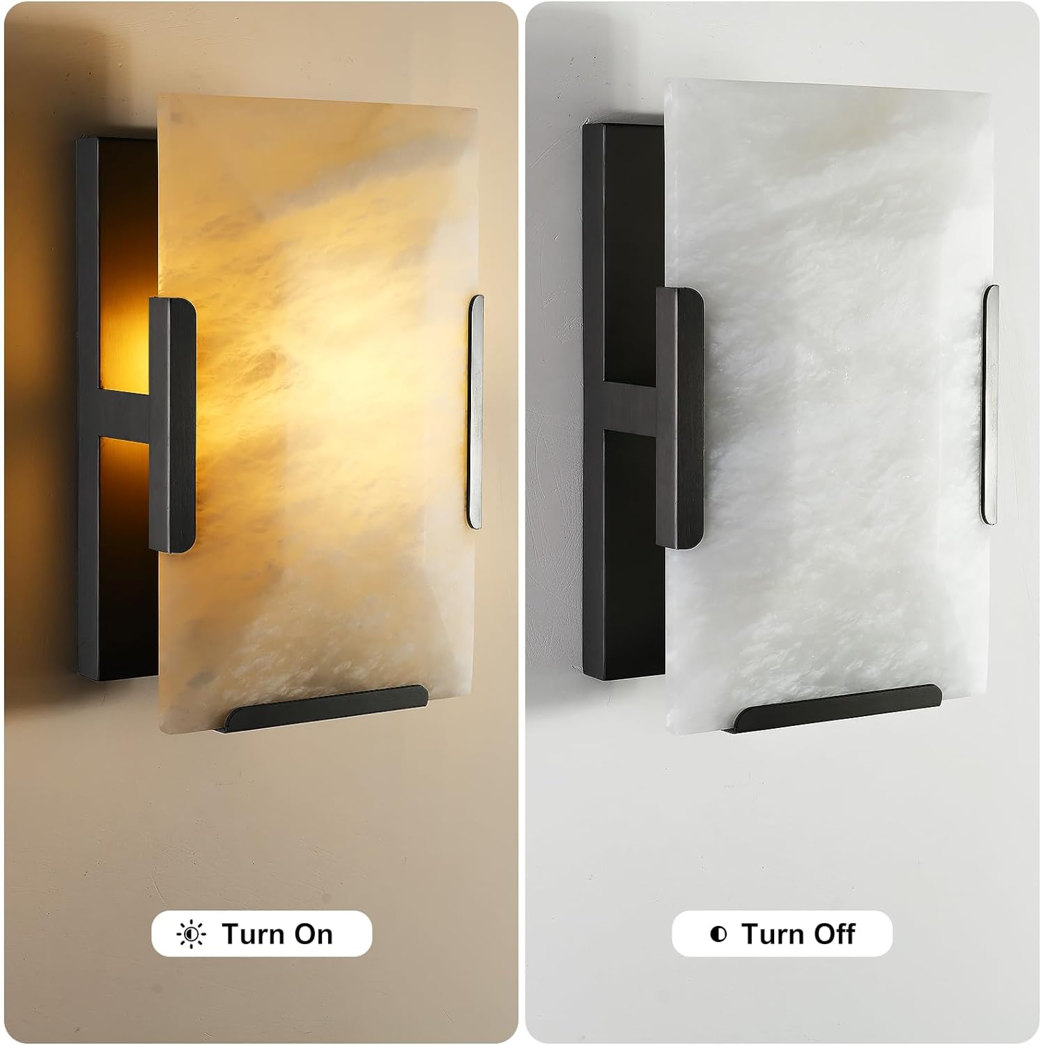 Modern Square Alabaster Slice Wall Sconce 9.8"H - thebelacan