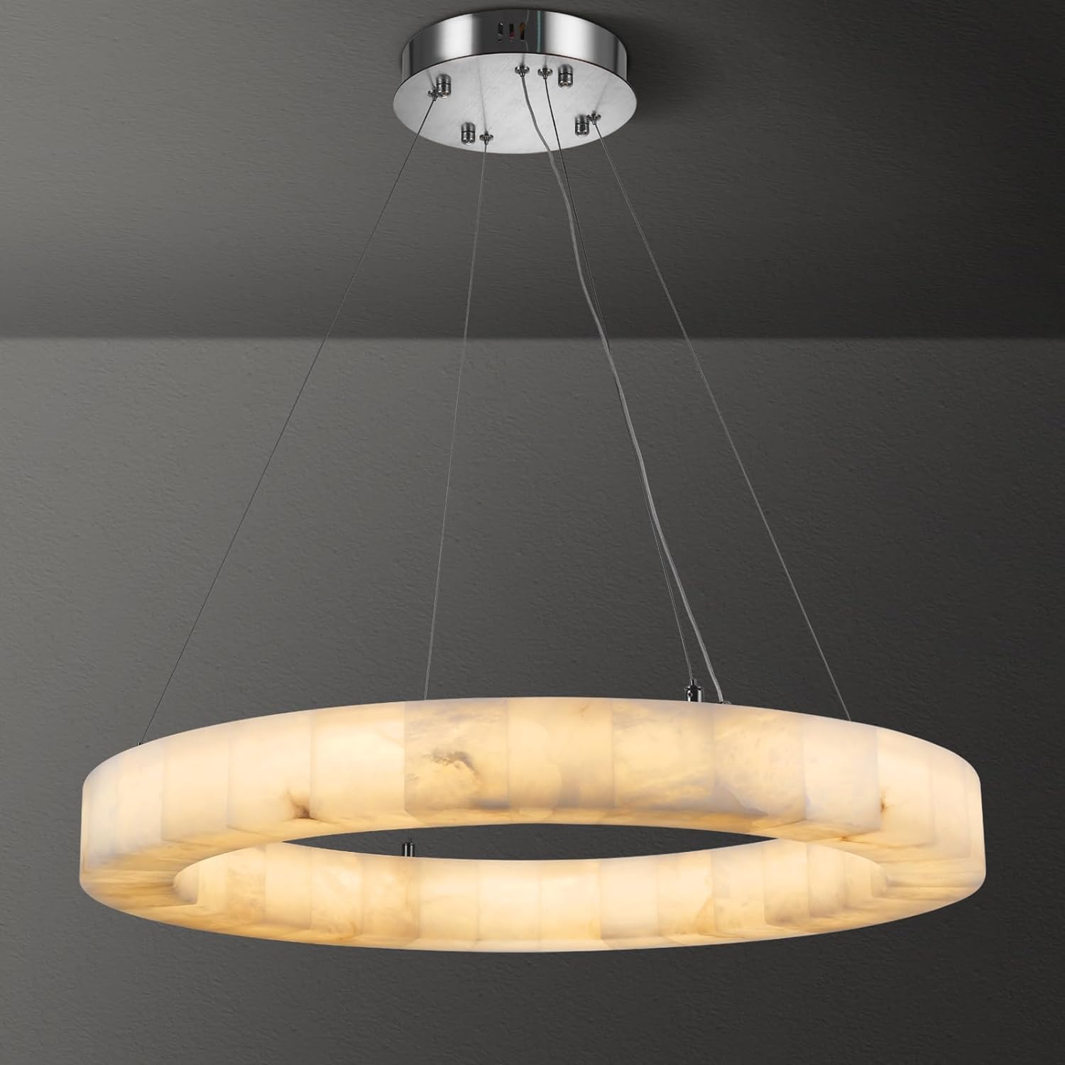 Modern Alabaster Ring Chandelier 30" - thebelacan