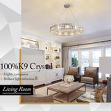 Modern K9 Crystal Round/Rectangular Chandelier 32" 61" - thebelacan