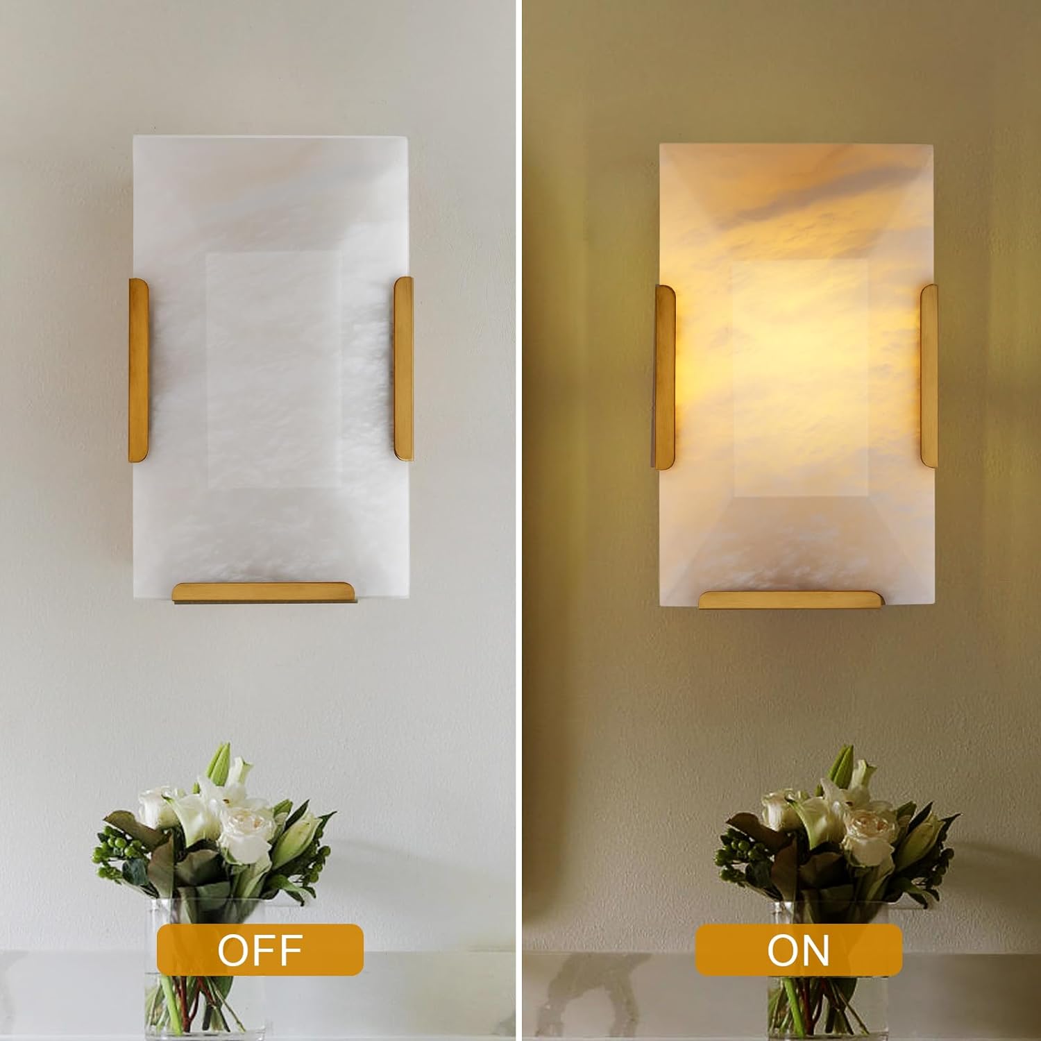 Modern Square Alabaster Slice Wall Sconce 9.8"H - thebelacan