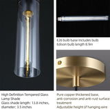 Modern Glass Tube Brass Pendant Lights 1 Light/7 Lights - thebelacan