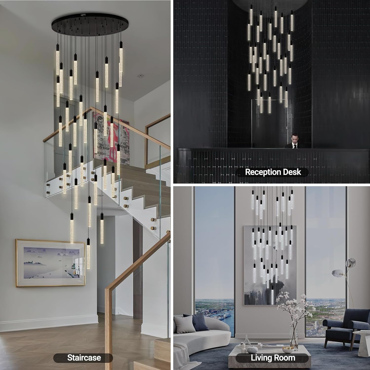 Modern 20-Light 30-Light LED High Ceiling Chandelier - thebelacan