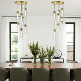 Modern Glass Tube Brass Pendant Lights 1 Light/7 Lights