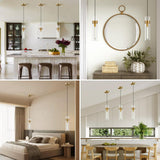 Modern Glass Tube Brass Pendant Lights 1 Light/7 Lights - thebelacan