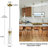 Modern Glass Tube Brass Pendant Lights 1 Light/7 Lights - thebelacan