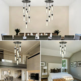 Modern Glass Tube Brass Pendant Lights 1 Light/7 Lights - thebelacan