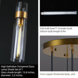 Modern Glass Tube Brass Pendant Lights 1 Light/7 Lights