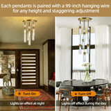 Modern Glass Tube Brass Pendant Lights 1 Light/7 Lights - thebelacan