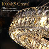 Modern K9 Crystal Round/Rectangular Chandelier 32" 61" - thebelacan