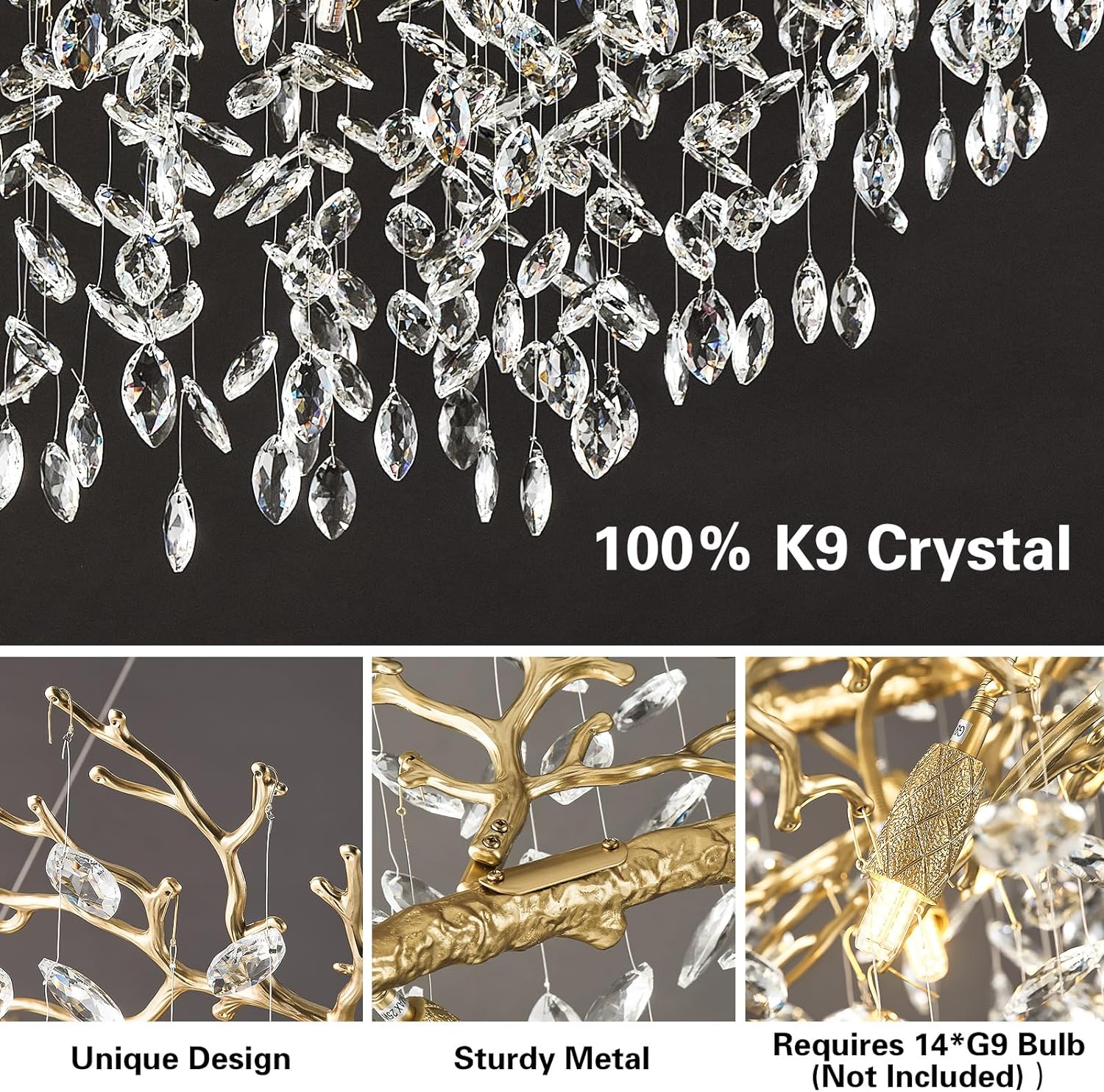 Modern Ice Eye Crystal Tree Branch Round Chandelier 30" 40" 48" - thebelacan