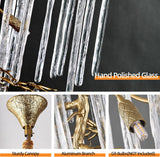 Modern Ice Strip Crystal Tree Branch Staircase Chandelier 95" - thebelacan