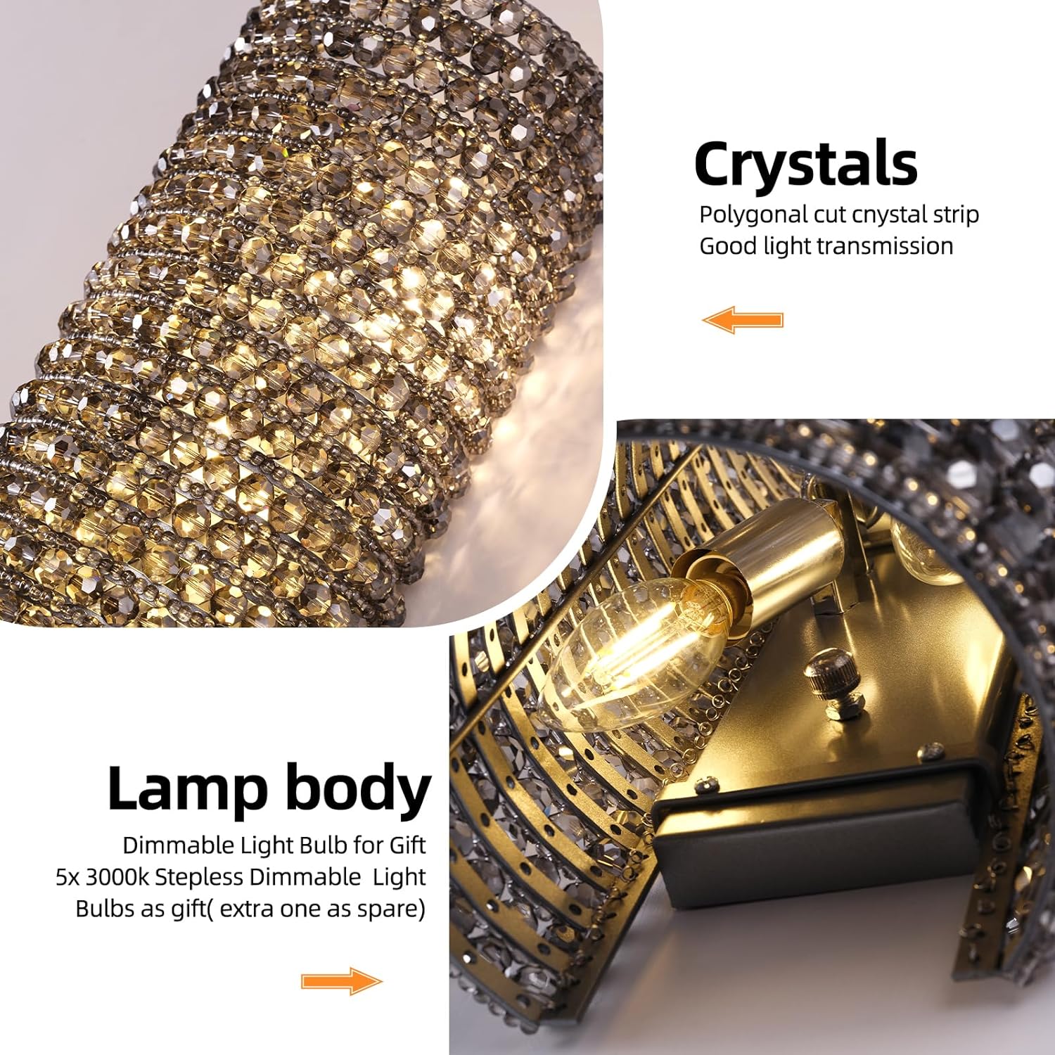 Modern K9 Crystal Beads Wall Sconce 21" - thebelacan