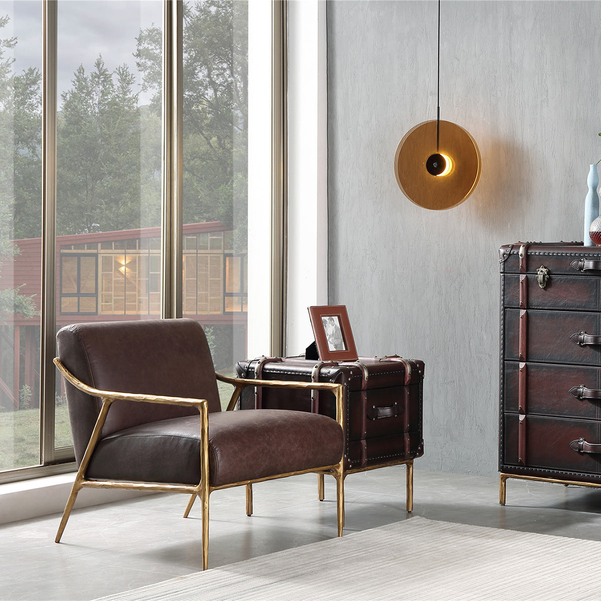 Thaddeus Brown Leather Accent Chair - thebelacan