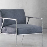 Thaddeus Retro Silver Iron Frame Track Armchair - thebelacan