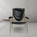 Thaddeus Enamel Wooden Plate Leather Armchair - thebelacan