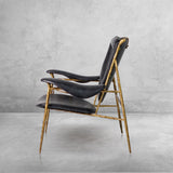 Thaddeus Enamel Wooden Plate Leather Armchair - thebelacan