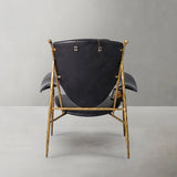 Thaddeus Enamel Wooden Plate Leather Armchair - thebelacan