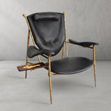 Thaddeus Enamel Wooden Plate Leather Armchair - thebelacan