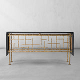 Thaddeus Metal Frame Rattan Console Table - thebelacan