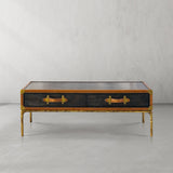 Thaddeus Vintage Leather Square Coffee Table - thebelacan