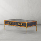 Thaddeus Vintage Leather Square Coffee Table - thebelacan