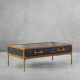 Thaddeus Vintage Leather Square Coffee Table - thebelacan