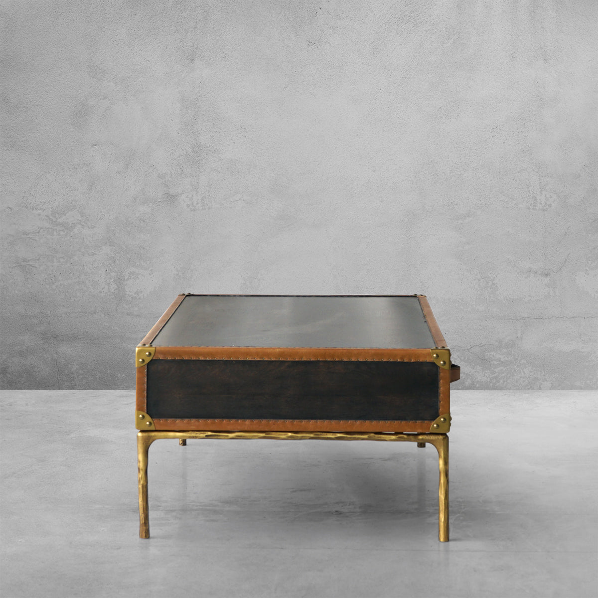 Thaddeus Vintage Leather Square Coffee Table - thebelacan