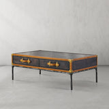 Thaddeus Vintage Leather Square Coffee Table - thebelacan