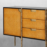 Thaddeus Metal Frame Rattan Side Cabinet - thebelacan