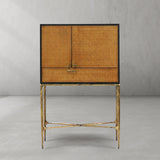 Thaddeus Metal Frame Rattan Side Cabinet - thebelacan