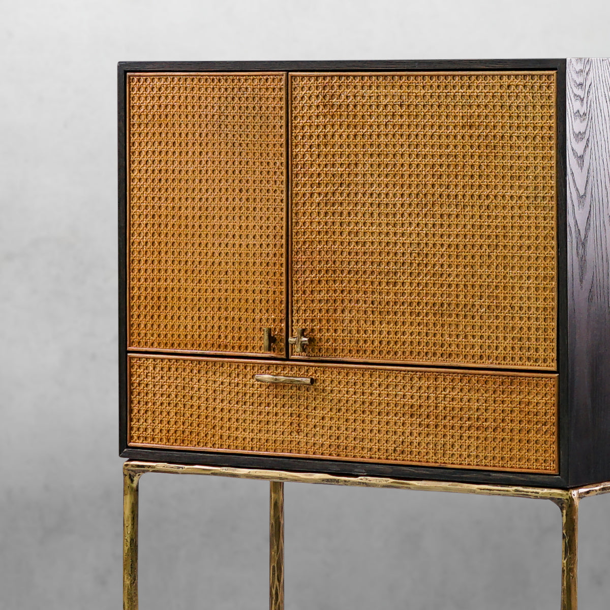 Thaddeus Metal Frame Rattan Side Cabinet - thebelacan