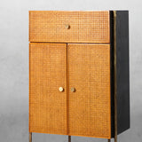 Thaddeus Metal Frame Rattan Side Cabinet - thebelacan