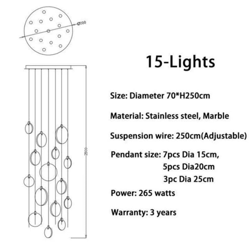 Alabaster Long Foyer Staircase Pendant Light 59'' 79'' 98'' 138''H - thebelacan