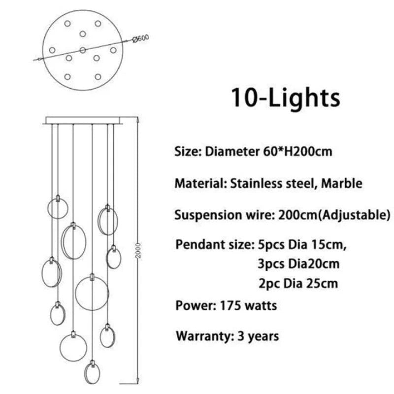 Alabaster Long Foyer Staircase Pendant Light 59'' 79'' 98'' 138''H - thebelacan